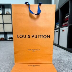 Louis Vuitton Orange Black Logo‎ Shopping Bag Tall Medium